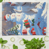 Westie rent in de sneeuw met kerstmuts theedoek (Gevouwen)