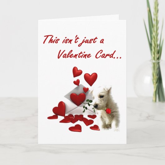 Westie Rose and Hearts Valentine Feestdagen Kaart (Voorkant)