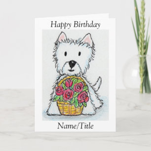 Westie rozen Birthday wenskaart personaliseren Kaart