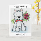 Westie rozen Verjaardag wenskaart personaliseren Kaart (Gele Bloem)
