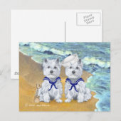 Westie Sailor Twins op het Strand Briefkaart (Voorkant / Achterkant)