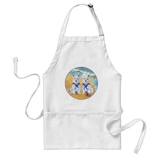 Westie Sailor Twins op het Strand Standaard Schort (Voorkant)
