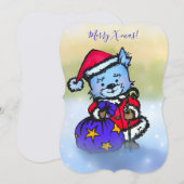 Westie Santa Claus - Vrolijk kerstfeest! Handteken Feestdagenkaart (Voorkant / Achterkant)