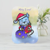 Westie Santa Claus - Vrolijk kerstfeest! Handteken Feestdagenkaart (Staand voorkant)