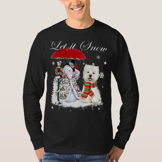 Westie Santa Dog Kerstmis Snowman Xmas Pajama T-shirt (Voorkant)