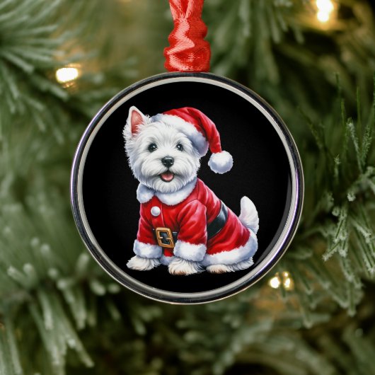 Westie Santa Paws Kerstmis Metalen Ornament (Boom)