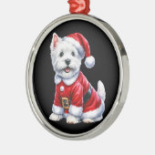 Westie Santa Paws Kerstmis Metalen Ornament (Links)