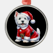Westie Santa Paws Kerstmis Metalen Ornament (Voorkant)