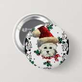 Westie Santa Ronde Button 5,7 Cm (Voorkant /achterkant)