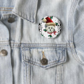 Westie Santa Ronde Button 5,7 Cm (In situ)