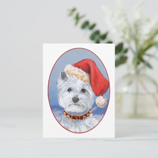 Westie Santas Helper Feestdagenkaart (Staand voorkant)