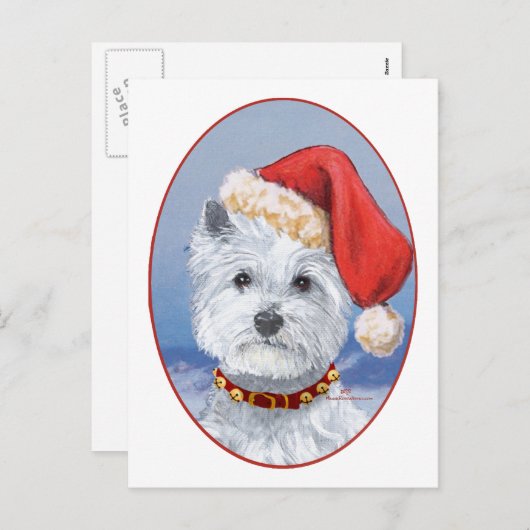 Westie Santas Helper Feestdagenkaart (Voorkant / Achterkant)