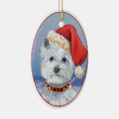 Westie Santas Helper Keramisch Ornament (Rechts)