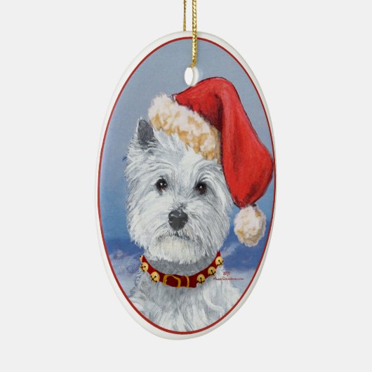 Westie Santas Helper Keramisch Ornament (Rechts)