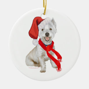 Westie Santa's Helper Keramisch Ornament