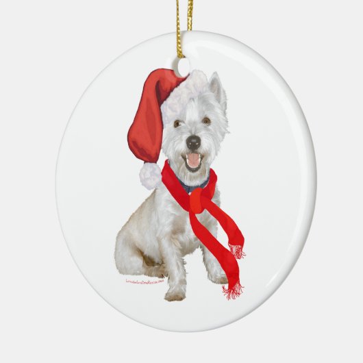 Westie Santa's Helper Keramisch Ornament (Links)