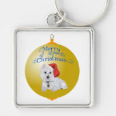 Westie Santa's Helper Ornament Sleutelhanger (Voorkant)
