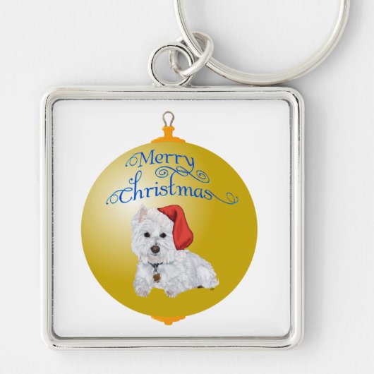 Westie Santa's Helper Ornament Sleutelhanger (Voorkant)