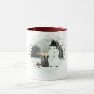 Westie & Scottie Bouwen een Sneeuwman Mok