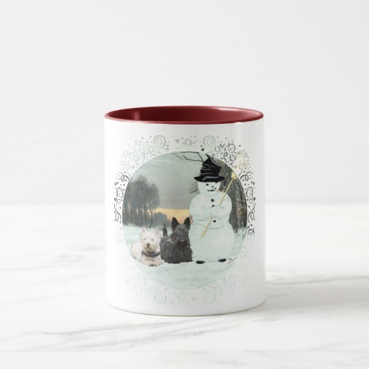 Westie & Scottie Bouwen een Sneeuwman Mok (Midden)