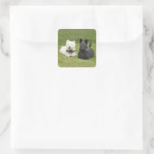 Westie & Scottie Groen Gras Vierkante Sticker (Tas)