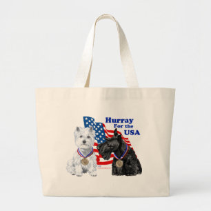 Westie & Scottie Hoera voor USA Grote Tote Bag