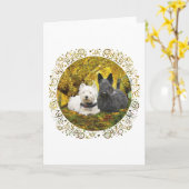 Westie & Scottie in de herfst Kaart (Gele Bloem)