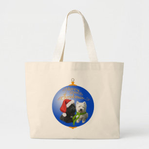 Westie Scottie Kerst Ornament Grote Tote Bag