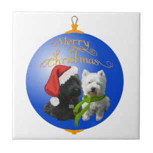 Westie Scottie Kerst Ornament Tegeltje