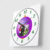 Westie Scottie Kerst Ornament Vierkante Klok (Hoek)