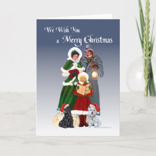 Westie & Scottie Kerstliederen Feestdagen Kaart