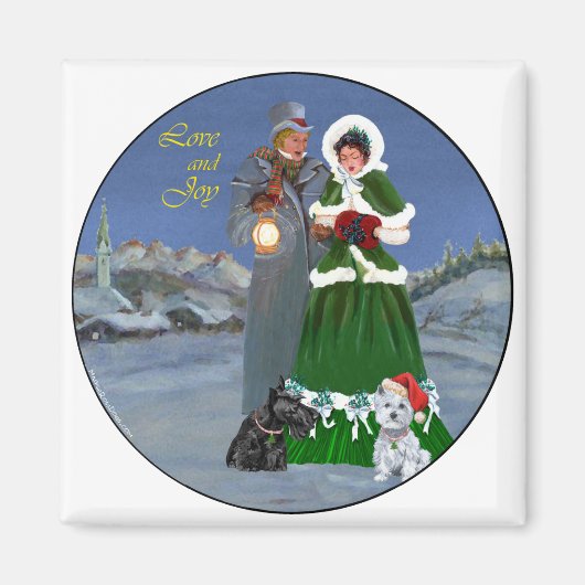 Westie & Scottie Kerstliederen Magneet (Voorkant)