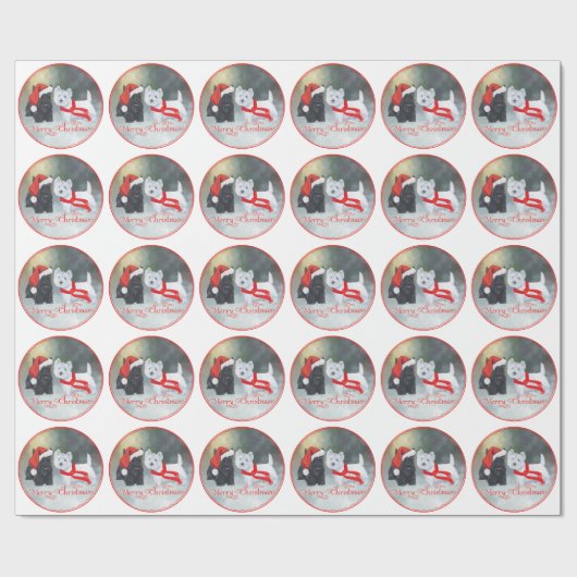 Westie Scottie Kerstmis Cadeaupapier (Vlak)