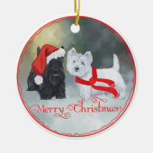 Westie Scottie Kerstmis Keramisch Ornament (Voorkant)