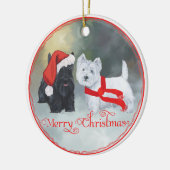 Westie Scottie Kerstmis Keramisch Ornament (Links)