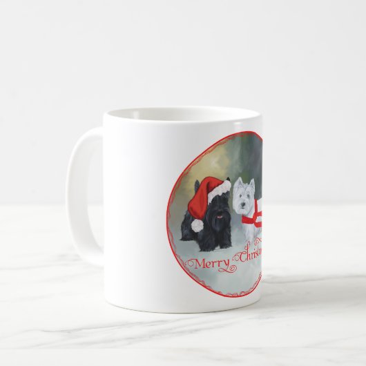 Westie Scottie Kerstmis Koffiemok (Voorkant links)
