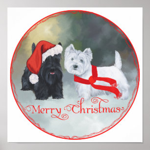 Westie Scottie Kerstmis Poster