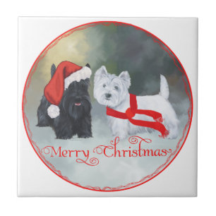 Westie Scottie Kerstmis Tegeltje