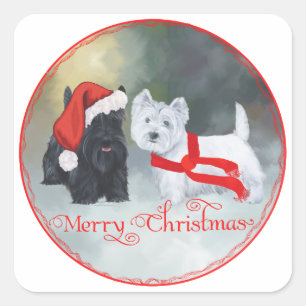 Westie Scottie Kerstmis Vierkante Sticker