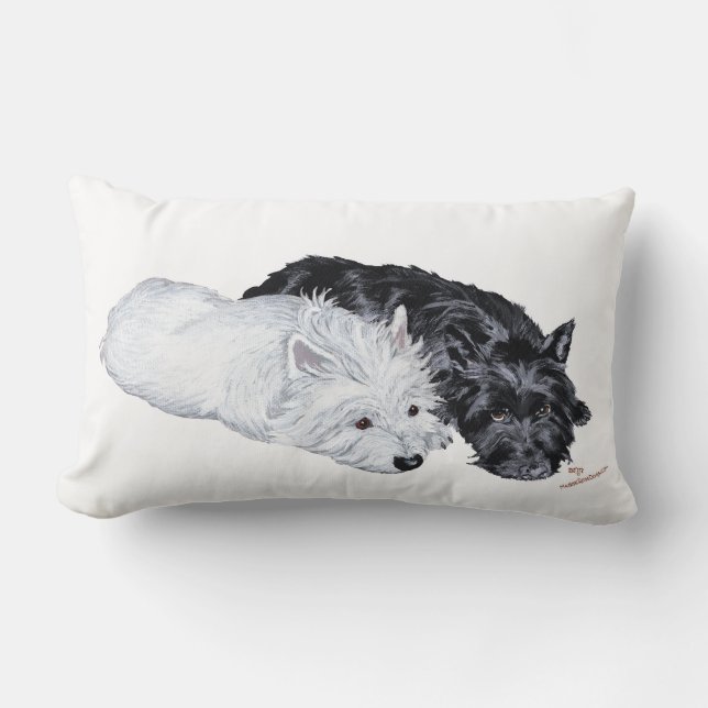 Westie & Scottie op hun gemak Kussen (Voorkant)