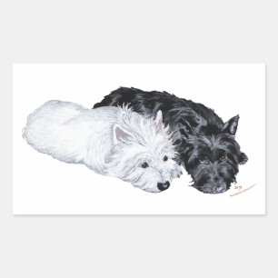 Westie & Scottie op hun gemak Rechthoekige Sticker