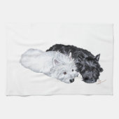 Westie & Scottie op hun gemak Theedoek (Horizontaal)