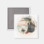 Westie & Scottie op Palmy Beach Magneet (Voorkant / Achterkant)