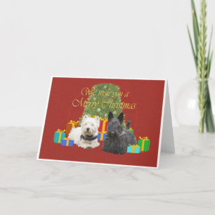 Westie & Scottie Prettig Kerstfeest Feestdagen Kaart