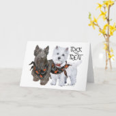Westie Scottie Trick or treat Kaart (Gele Bloem)
