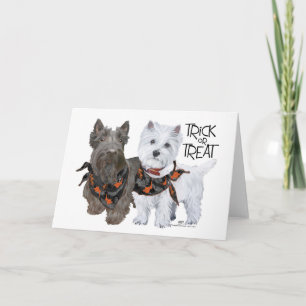 Westie Scottie Trick or Treat Kaart