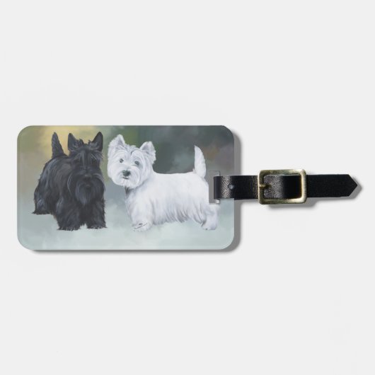 Westie Scottie Wintertijd Bagagelabel (Voorkant horizontaal)