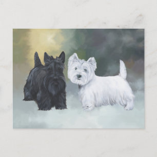 Westie Scottie Wintertijd Briefkaart