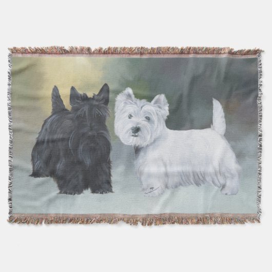 Westie Scottie Wintertijd Deken (Voorkant)