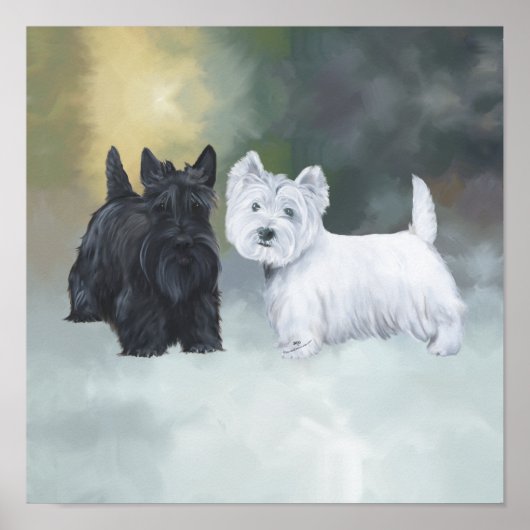 Westie Scottie Wintertijd Poster (Voorkant)